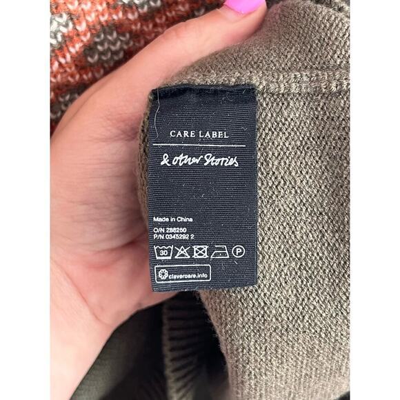 & Other Stories Patchwork Wool Knit Jumper Mixed Print Roundneck Sweater Small - Picture 7 of 8